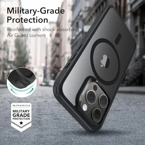 ESR for iPhone 15 Pro Case, Compatible with MagSafe, Military-Grade Protection, Yellowing Resistant, Scratch-Resistant Back, Magnetic Phone Case for iPhone 15 Pro, Classic Series, Clear Black - 4
