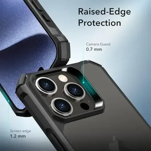 ESR for iPhone 15 Pro Case, Military-Grade Protection with Shock-Absorbing Corners, Scratch-Resistant and Anti-Yellowing Acrylic Back, Slim Protective Phone Case, Air-Armor Series, Frosted Black - 4