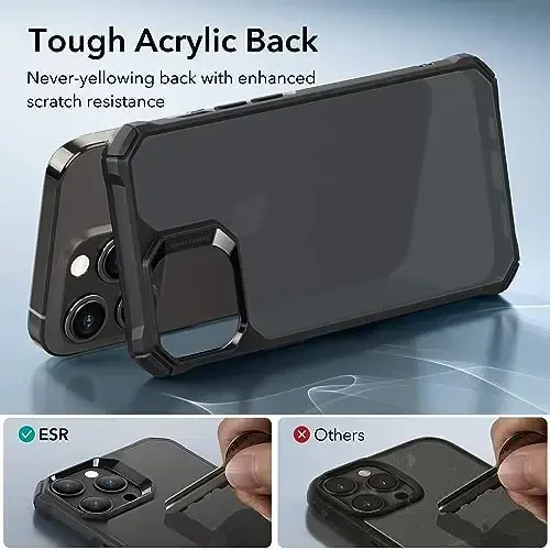 ESR for iPhone 15 Pro Case, Military-Grade Protection with Shock-Absorbing Corners, Scratch-Resistant and Anti-Yellowing Acrylic Back, Slim Protective Phone Case, Air-Armor Series, Frosted Black - 5