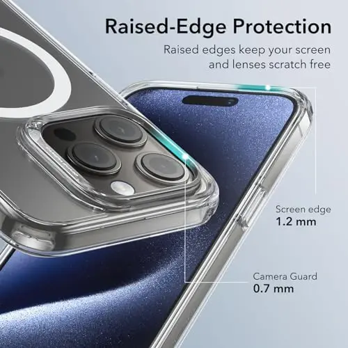 ESR for iPhone 15 Pro Case Set, 1 Tempered-Glass Screen Protector, 1 Set of Lens Protectors, Military-Grade Protection, Yellowing and Scratch Resistant MagSafe Phone Case, Classic Series, Clear - 5