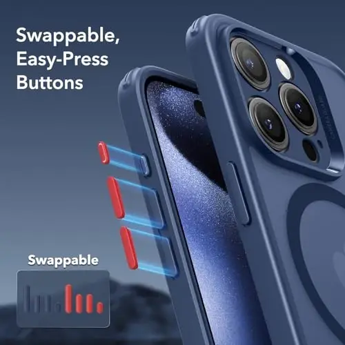 ESR for iPhone 15 Pro Case, Translucent Matte Case, Compatible with MagSafe, Military-Grade Protection, Classic Series, Frosted Blue - 5