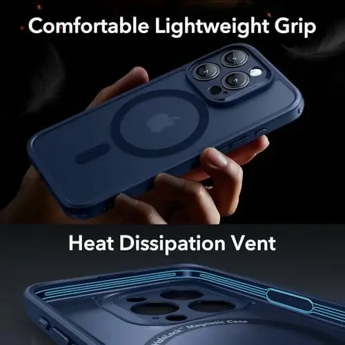 ESR for iPhone 15 Pro Case, Translucent Matte Case, Compatible with MagSafe, Military-Grade Protection, Classic Series, Frosted Blue - 6