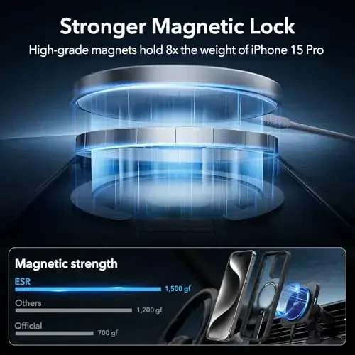 ESR for iPhone 15 Pro Case with Kickstand, Harbiy darajadagi zarbaga chidamli himoya, Magnit toʻliq sozlanishi mumkin boʻlgan Flickstand telefon qutisi, MagSafe aksessuarlari bilan mos keladi, Boost Series, muzli qora - 3