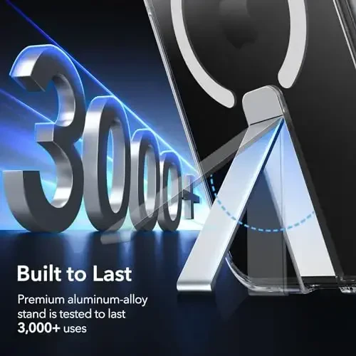 ESR for iPhone 15 Pro Case with Kickstand, Military-Grade Shockproof Protection, Magnetic Fully Adjustable Flickstand Phone Case, Compatible with MagSafe Accessories, Boost Series, Clear - 6