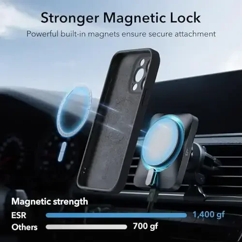 ESR for iPhone 15 Pro Case with MagSafe, Supports Magnetic Charging, Slim Liquid Silicone Case, Shock Absorbing, Screen and Camera Protection, Cloud Series, Black - 3