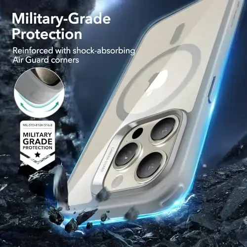 ESR for iPhone 15 Pro Max Case, Compatible with MagSafe, Military-Grade Protection, Yellowing Resistant, Scratch-Resistant Back, Magnetic Phone Case for iPhone 15 Pro Max, Classic Series, Clear Grey - 6