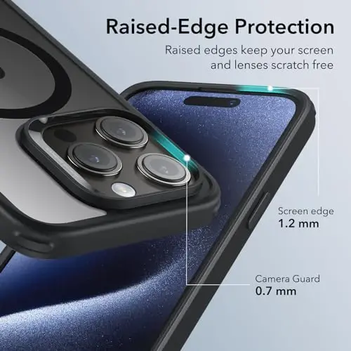 ESR for iPhone 15 Pro Max Case, Compatible with MagSafe, Military-Grade Protection, Yellowing Resistant, Scratch-Resistant Back, Magnetic Phone Case for iPhone 15 Pro Max, Classic Series,Clear Black 
