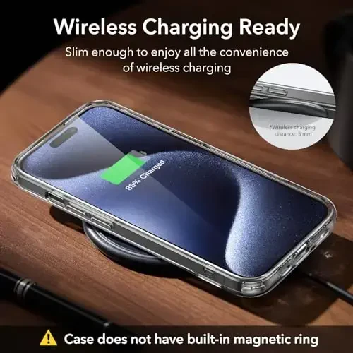 ESR for iPhone 15 Pro Max Case, Metal Kickstand Case, 3 Stand Modes, Military-Grade Drop Protection, Supports Wireless Charging, Slim Back Cover with Patented Kickstand, Boost Series, Clear - 6