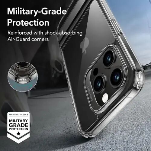 ESR for iPhone 15 Pro Max Case, Metal Kickstand Case, 3 Stand Modes, Military-Grade Drop Protection, Supports Wireless Charging, Slim Back Cover with Patented Kickstand, Boost Series, Clear - 3