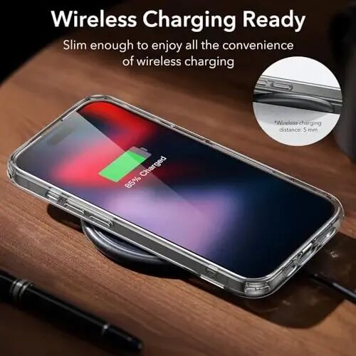 ESR for iPhone 15 Pro Max Case, Metal Kickstand Case, 3 Stand Modes, Military-Grade Drop Protection, Supports Wireless Charging, Slim Back Cover with Patented Kickstand, Boost Series, Clear - 4