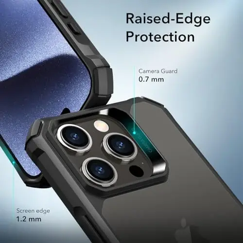 ESR for iPhone 15 Pro Max Case, Military-Grade Protection with Shock-Absorbing Corners, Scratch-Resistant and Anti-Yellowing Acrylic Back, Slim Protective Phone Case, Air-Armor Series, Frosted Black - 4