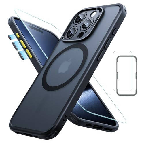 ESR for iPhone 15 Pro Max Case Set, Translucent Matte Case with Screen Protector, Compatible with MagSafe, Military-Grade Protection, Classic Series, Frosted Black - 6