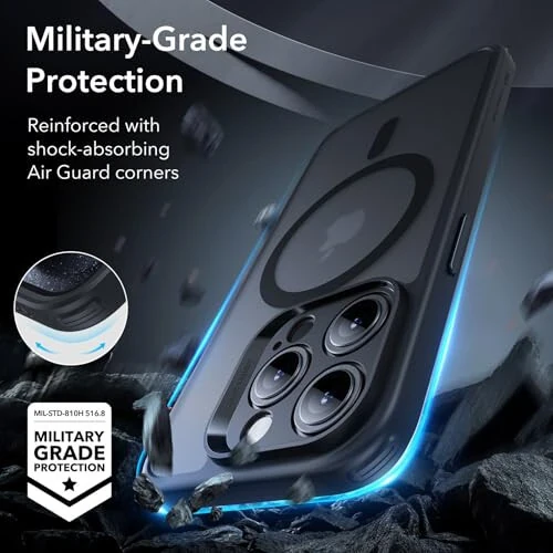 ESR for iPhone 15 Pro Max Case Set, Translucent Matte Case with Screen Protector, Compatible with MagSafe, Military-Grade Protection, Classic Series, Frosted Black - 5