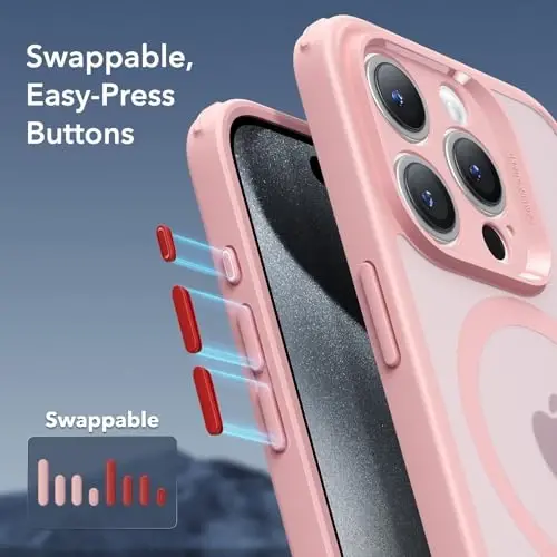 ESR for iPhone 15 Pro Max Case, Translucent Matte Case, Compatible with MagSafe, Military-Grade Protection, Classic Series, Frosted Pink - ESR (1)