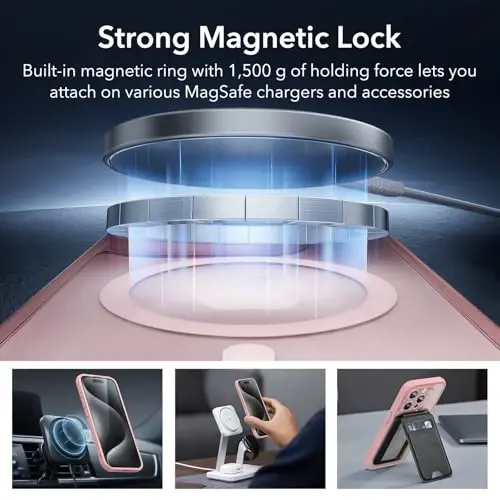 ESR for iPhone 15 Pro Max Case, Translucent Matte Case, Compatible with MagSafe, Military-Grade Protection, Classic Series, Frosted Pink - 3