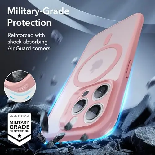 ESR for iPhone 15 Pro Max Case, Translucent Matte Case, Compatible with MagSafe, Military-Grade Protection, Classic Series, Frosted Pink - 4