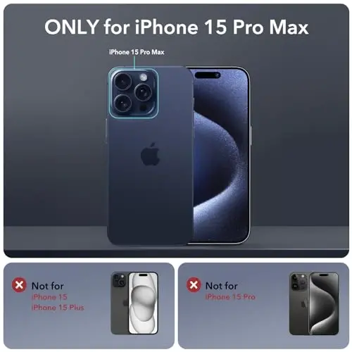ESR for iPhone 15 Pro Max Case with Stand, Compatible with MagSafe, Full-Body Military-Grade Drop Proof Case with Built-in 9H+ Tempered Glass Screen Protector, Armor Series, Clear Black - 2