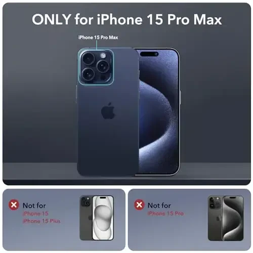 ESR for iPhone 15 Pro Max Case with Stand, Compatible with MagSafe, Full-Body Military-Grade Drop Proof Case with Built-in 9H+ Tempered Glass Screen Protector, Armor Series, Clear Grey - 2