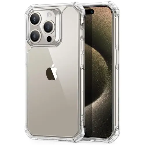 ESR for iPhone 15 Pro Max Case, Zarba yutuvchi burchaklar bilan harbiy darajadagi himoya, chizishga chidamli va sarg'ayishga qarshi akril orqa, ingichka himoya telefon qutisi, Air-Armor seriyasi, Shaffof - ESR