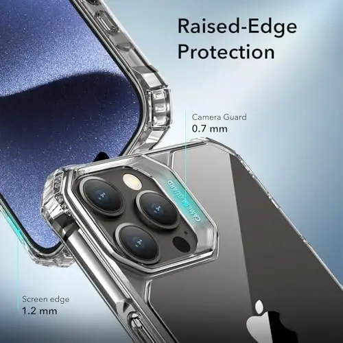 ESR for iPhone 15 Pro Max Case, Zarba yutuvchi burchaklar bilan harbiy darajadagi himoya, chizishga chidamli va sarg'ayishga qarshi akril orqa, ingichka himoya telefon qutisi, Air-Armor seriyasi, Shaffof - 4