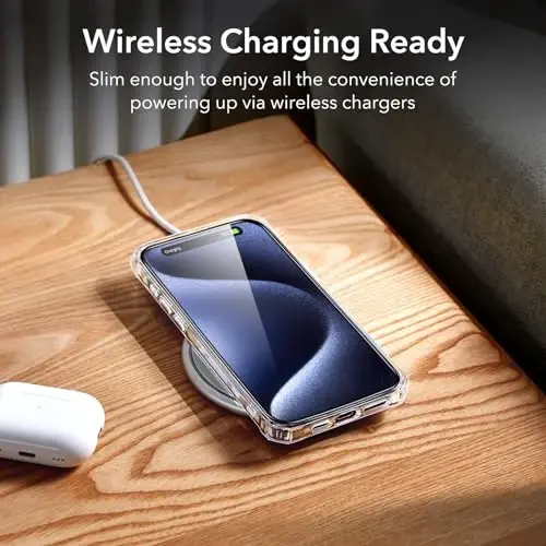ESR for iPhone 15 Pro Max Case, Zarba yutuvchi burchaklar bilan harbiy darajadagi himoya, chizishga chidamli va sarg'ayishga qarshi akril orqa, ingichka himoya telefon qutisi, Air-Armor seriyasi, Shaffof - 6