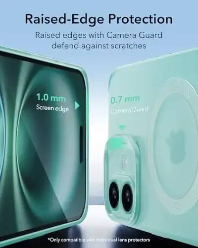 ESR for iPhone 16 Case, Compatible with MagSafe, Camera Protection, Shockproof Thin Cover, Resists Yellowing and Scratches, Magnetic Phone Case for iPhone 16, Zero Series, Frosted Green-MagSafe - 7