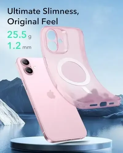 ESR for iPhone 16 Case, Compatible with MagSafe, Camera Protection, Shockproof Thin Cover, Resists Yellowing and Scratches, Magnetic Phone Case for iPhone 16, Zero Series, Frosted Pink - 3