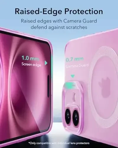 ESR for iPhone 16 Case, Compatible with MagSafe, Camera Protection, Shockproof Thin Cover, Resists Yellowing and Scratches, Magnetic Phone Case for iPhone 16, Zero Series, Frosted Pink-MagSafe - 6