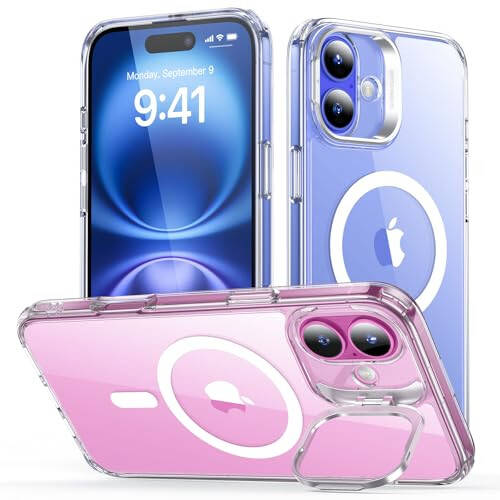 ESR for iPhone 16 Case, Compatible with MagSafe, Military-Grade Protective Case, Built-in Stash Stand Phone Case, Scratch-Resistant Back Cover, Classic Series, Clear - 1