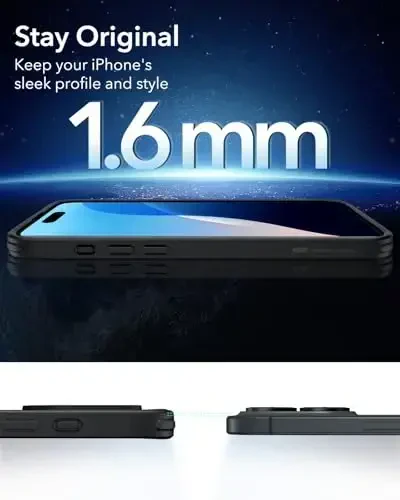 ESR for iPhone 16 Case, Compatible with MagSafe, Shockof Military-Grade tection, Magnetic Phone Case for iPhone 16, Classic Hybrid Case (HaloLock), Frosted Black - 6