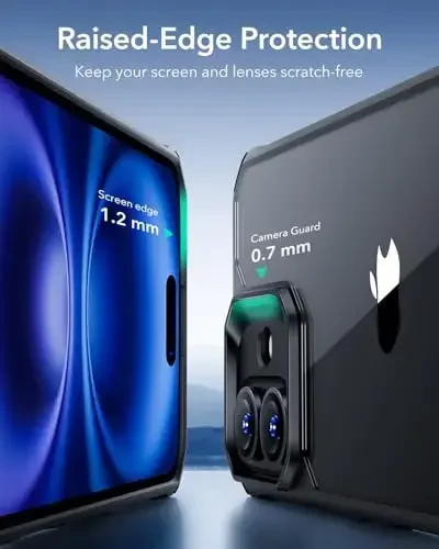 ESR for iPhone 16 Case, Military-Grade Protection with Shock-Absorbing Corners, Scratch-Resistant and Anti-Yellowing Acrylic Back, Slim Protective Phone Case, Air-Armor Series, Clear Black - 4