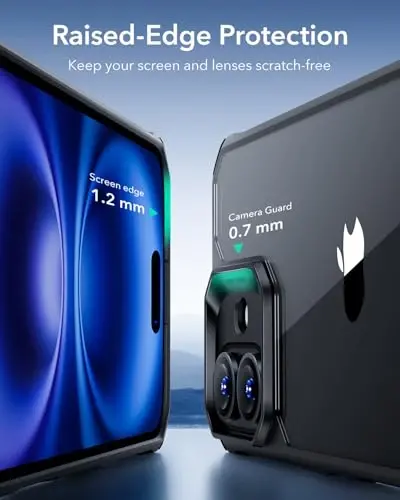 ESR for iPhone 16 Case, Military-Grade Protection with Shock-Absorbing Corners, Scratch-Resistant and Anti-Yellowing Acrylic Back, Slim Protective Phone Case, Air-Armor Series, Clear Black - 4