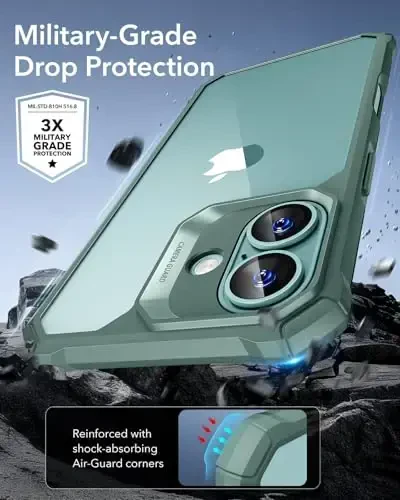 ESR for iPhone 16 Case, Military-Grade Protection with Shock-Absorbing Corners, Scratch-Resistant and Anti-Yellowing Acrylic Back, Slim Protective Phone Case, Air-Armor Series, Clear Green - 3