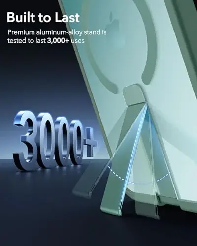 ESR for iPhone 16 Case with Kickstand, Compatible with MagSafe, Magnetic Military-Grade Shockproof Fully Adjustable Flickstand Phone Case, Boost Series, Clear Green - 6