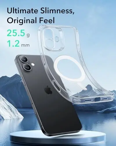 ESR for iPhone 16 Plus Case, Compatible with MagSafe, Camera Protection, Shockproof Thin Cover, Resists Yellowing and Scratches, Magnetic Phone Case for iPhone 16 Plus, Zero Series, Clear - 3