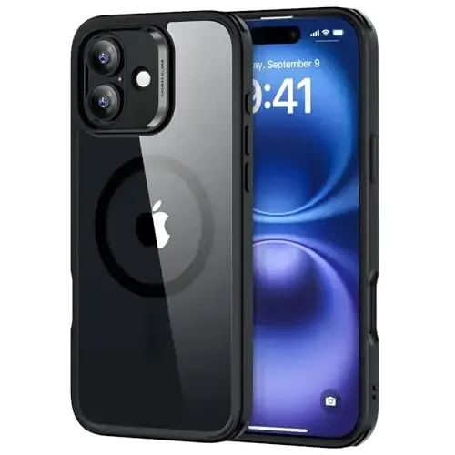 ESR for iPhone 16 Plus Case, Compatible with MagSafe, Shockof Military-Grade tection, Magnetic Phone Case for iPhone 16 Plus, Classic Hybrid Case (HaloLock), Clear Black 