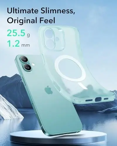 ESR for iPhone 16 Plus Case, MagSafe bilan mos keladi, Kamera himoyasi, Zarbga chidamli yupqa g‘ilof, Sarg‘ayish va tirnalishlarga chidamli, iPhone 16 Plus uchun magnitli telefon g‘ilofi, Zero Series, Mat yashil-MagSafe - 2