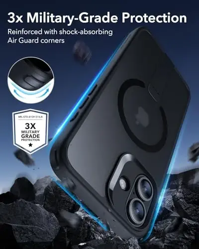 ESR for iPhone 16 Plus Case with Kickstand, Compatible with MagSafe, Magnetic Case for iPhone 16 Plus, Fully Adjustable Flickstand, Military-Grade Shockproof Case, Boost Series, Frosted Black - 5