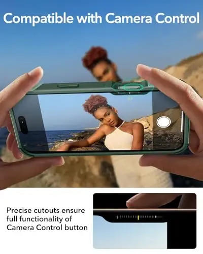 ESR for iPhone 16 Plus Case with Stash Stand, Camera Control, 23FT Military-Grade Shock-Absorbing Drop Protection, Compatible with MagSafe Accessories, Magnetic Cyber Series, Light Green - 5