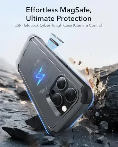 ESR for iPhone 16 Pro Case, 7X Military-Grade Drop Protection, Shock-Absorbing Rugged Cover with Camera Control Button, MagSafe Accessories Compatible, Cyber Series, Grey - 2