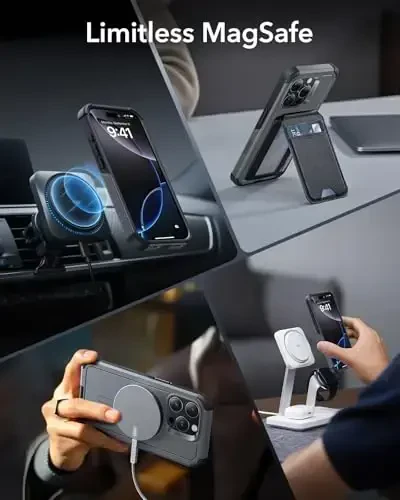 ESR for iPhone 16 Pro Case, 7X Military-Grade Drop Protection, Shock-Absorbing Rugged Cover with Camera Control Button, MagSafe Accessories Compatible, Cyber Series, Grey - 6