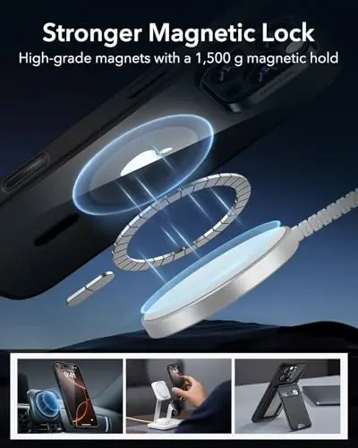 ESR for iPhone 16 Pro Case, Camera Control Cover, Compatible with MagSafe, Shockproof Military-Grade Protection, Magnetic Phone Case for iPhone 16 Pro, Classic Hybrid Case, Clear Black 