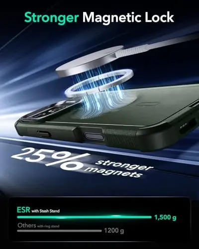 ESR for iPhone 16 Pro Case with Stand, 23 ft Military-Grade Drop Protection, Heavy Duty Magnetic Phone Case, Compatible with MagSafe Accessories, Cyber Series, Army Green - 6