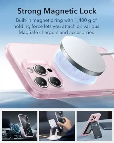 ESR for iPhone 16 Pro Max Case, Compatible with MagSafe, Camera Protection, Shockproof Thin Cover, Resists Yellowing and Scratches, Magnetic Phone Case for iPhone 16 Pro Max, Zero Series, Frosted Pink - 5