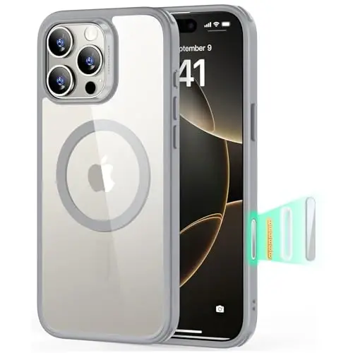 ESR for iPhone 16 Pro Max Case, MagSafe bilan mos, zarbaga chidamli harbiy darajadagi himoya, iPhone 16 Pro Max uchun magnitli iPhone cheholi, Classic Hybrid Case (HaloLock), Clear Grey - 2