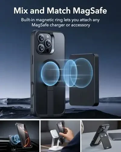 ESR for iPhone 16 Pro Max Case with Kickstand, MagSafe bilan mos, muzlatilgan qora - 6