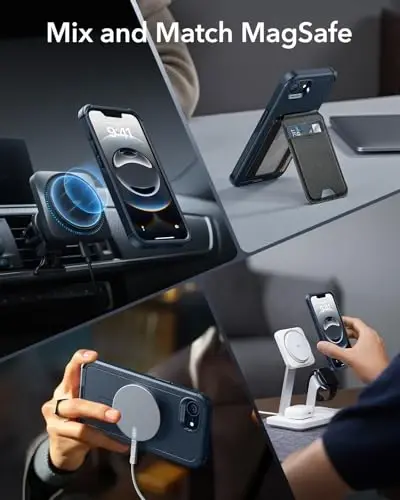 ESR for iPhone 16e Case, 7X Military-Grade Drop Protection, Shock-Absorbing Rugged Cover, MagSafe Accessories Compatible, Cyber Series, Navy Blue - 5