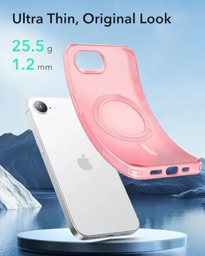 ESR for iPhone 16e Case, Compatible with MagSafe, Camera Protection, Shockproof Thin Cover, Resists Yellowing Scratches, Magnetic iPhone Case for 16e, Zero Series,Frosted Red - 2