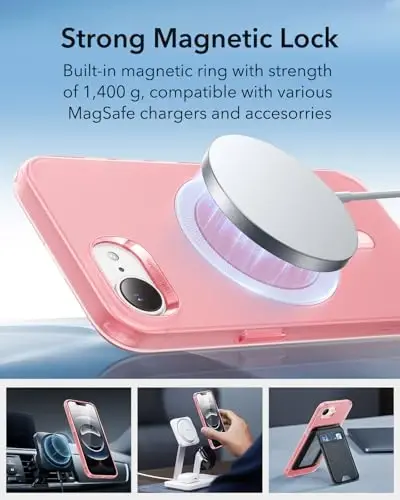 ESR for iPhone 16e Case, Compatible with MagSafe, Camera Protection, Shockproof Thin Cover, Resists Yellowing Scratches, Magnetic iPhone Case for 16e, Zero Series,Frosted Red - 4