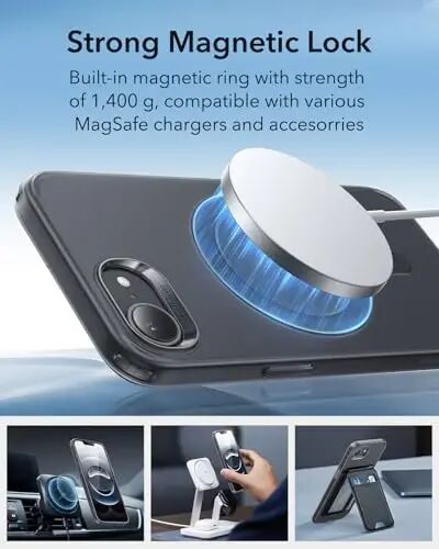 ESR for iPhone 16e Case, for iPhone SE 4 Case Compatible with MagSafe, Camera Protection, Shockproof Thin Cover, Resists Yellowing Scratches, Magnetic iPhone Case for 16e, Zero Series,Frosted Black - 4
